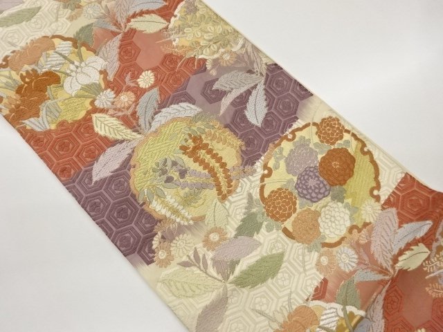 JAPANESE KIMONO / FUKURO OBI / KARAORI / WOVEN CLASSICAL FLOWER 